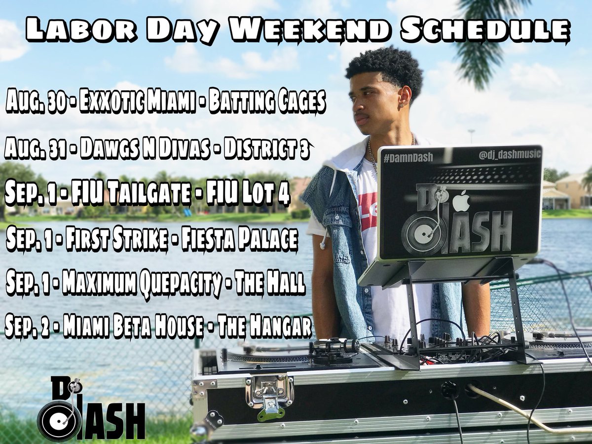 DimitriValken's tweet photo. Labor Day Weekend Looking Right ππ #DamnDash
Meet me at these events Thursday Thru Sunday π https://t.co/qLrbKAwv02