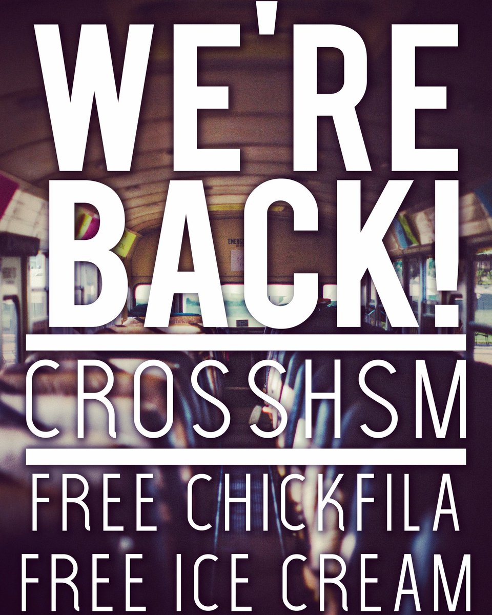 That’s RIGHT! CrossHSM Wednesdays start tomorrow. Doors open at 6:45. Free Chickfila! Gypsy Scoops Ice Cream Truck will also be here! We can’t wait to see you!