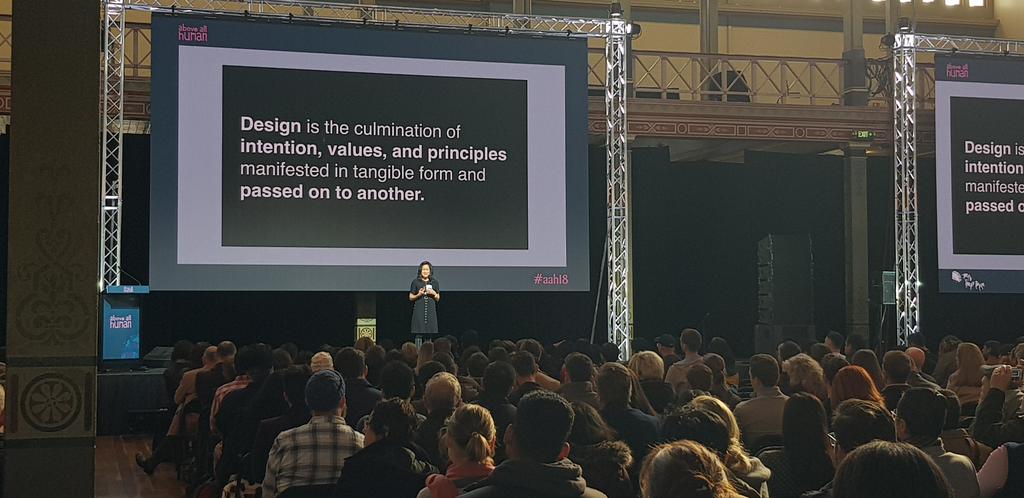 This is what #design is! Finally got to #AAH18. It was a very cold walk ❄ feeling warmer listening to @ireneau 🔥 #DIFvic @difvic #innovation #Melbourne @StartupVic