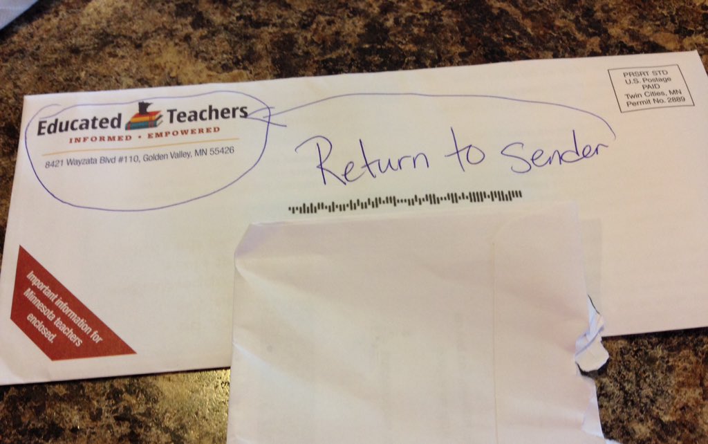 foreather's tweet photo. I thought I would escape this disgusting propaganda. Nope. As Elvis ๐บ says: "Return to Sender." #1U #chooseunion #edmnvotes #angryapple https://t.co/BObjexjMpo