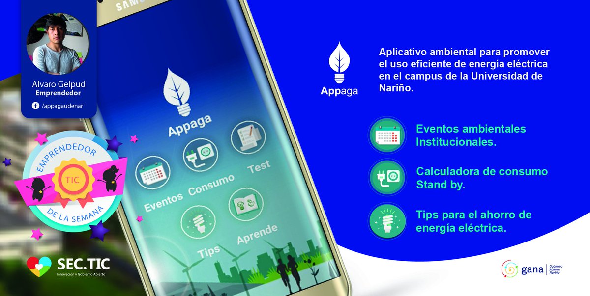narinotic's tweet photo. En #OpenTIC Hoy queremos resaltar el trabajo de Appaga Udenar una app ambiental para promover el uso eficiente de energía eléctrica en el campus de la Universidad de Nariño. https://t.co/s1VCNoHHcR