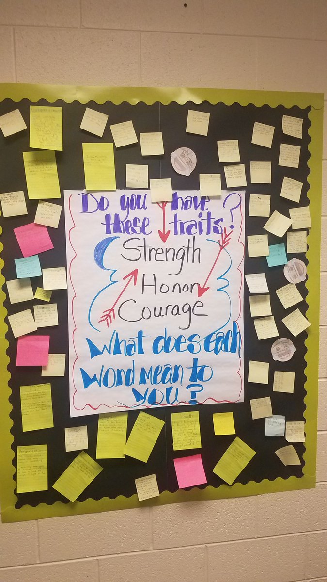 BonnieBbrooks's tweet photo. My students reflections on what Strength, Honor, Courage means to them. #EPMSMindset #empsraiders https://t.co/hnxxI6o2AR