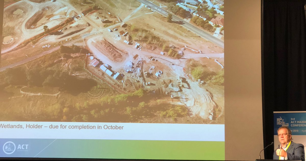 AdrianPiani's tweet photo. #ACTMP2018 hearing from @actgovernment on progress with major WSUD infrastructure. Great water quality and community benefits. https://t.co/dcGsmrnTHR