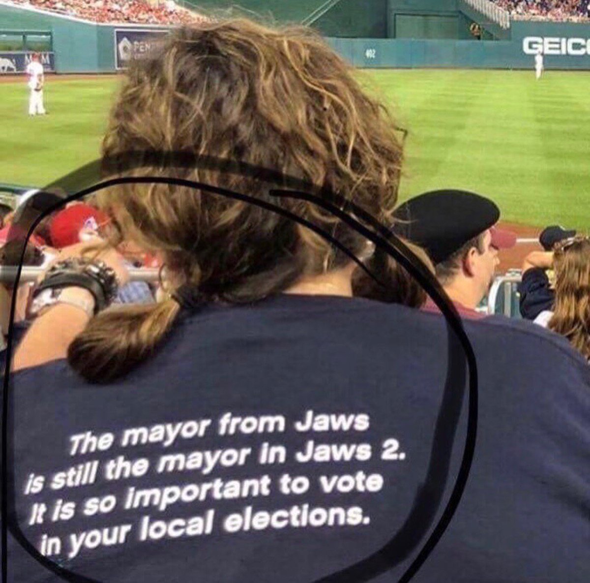 Yes lady at the baseball game, yes. #Jaws #vote #localgov