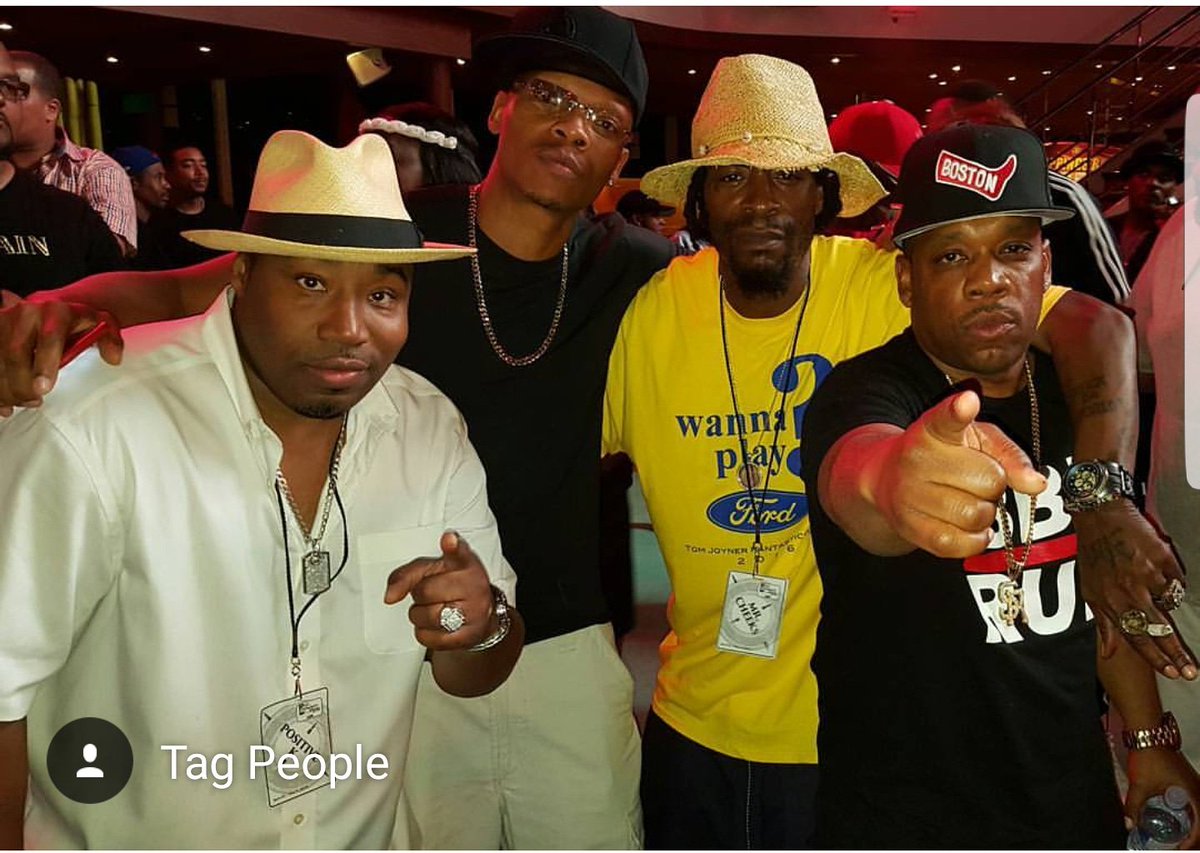 Positive k @positive_k_ , Mr cheeks @mrcheekslbmafia #michaelbivins and  Ronnie Devoe @bigrondevoe catching up on old times after the show on the tom joyner fantastic voyage show and  by the way #newedition destroyed the stage!!