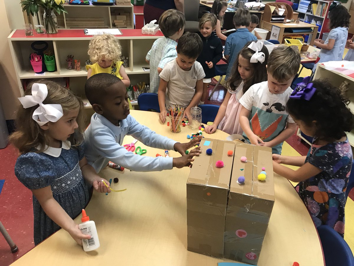MsAprilsPreK's tweet photo. Our Pre-K students decided that they may be able to lure our gingerbread man into a beautiful gingerbread house. They worked together as a team to build one today. Will it work? Stay tuned...#TrinityLearns #PleaseComeIn #collaboration #creativethinking #problemsolvers https://t.co/SRXN0HQG2x