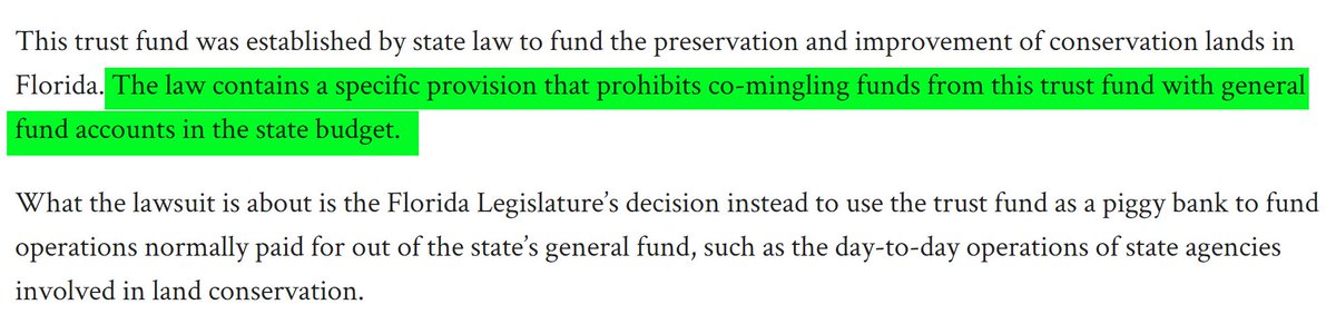 Judge Dodson said that the  #Florida governing group used these funds for staffing—which should not be allowed—as the money was intended to be earmarked for buying & preserving land.