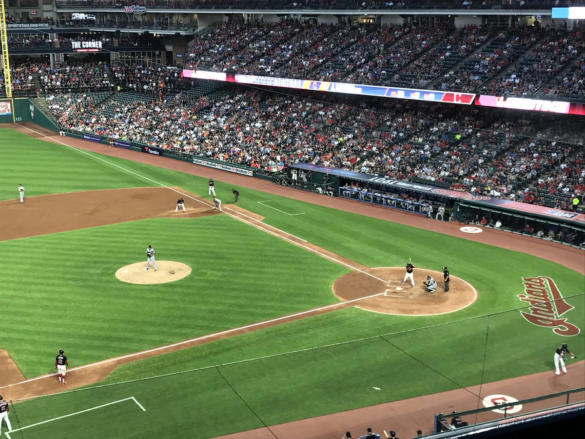 TypographicBrew's tweet photo. Beautiful night for a ballgame in Cleveland. Thanks @Adobe for the invite! #LetsGoTribe #Cle #ClevelandIndians https://t.co/KTYTWnHBPE