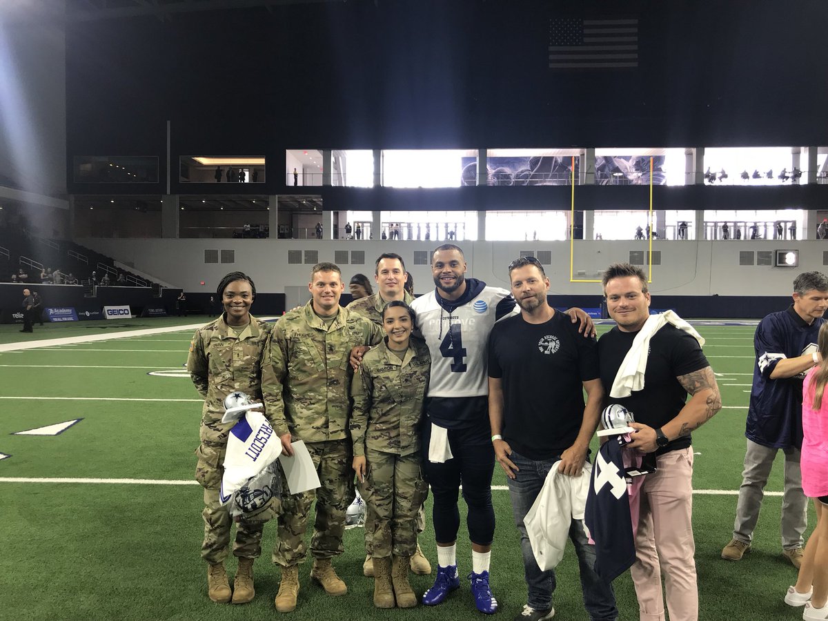 Thank you <a href="/dak/">Dak Prescott</a> for always staying late after practice and taking the time to take pictures and thank the Military Service Members we brought for the past week.
#Trueleader #dontwishitwaseasier
