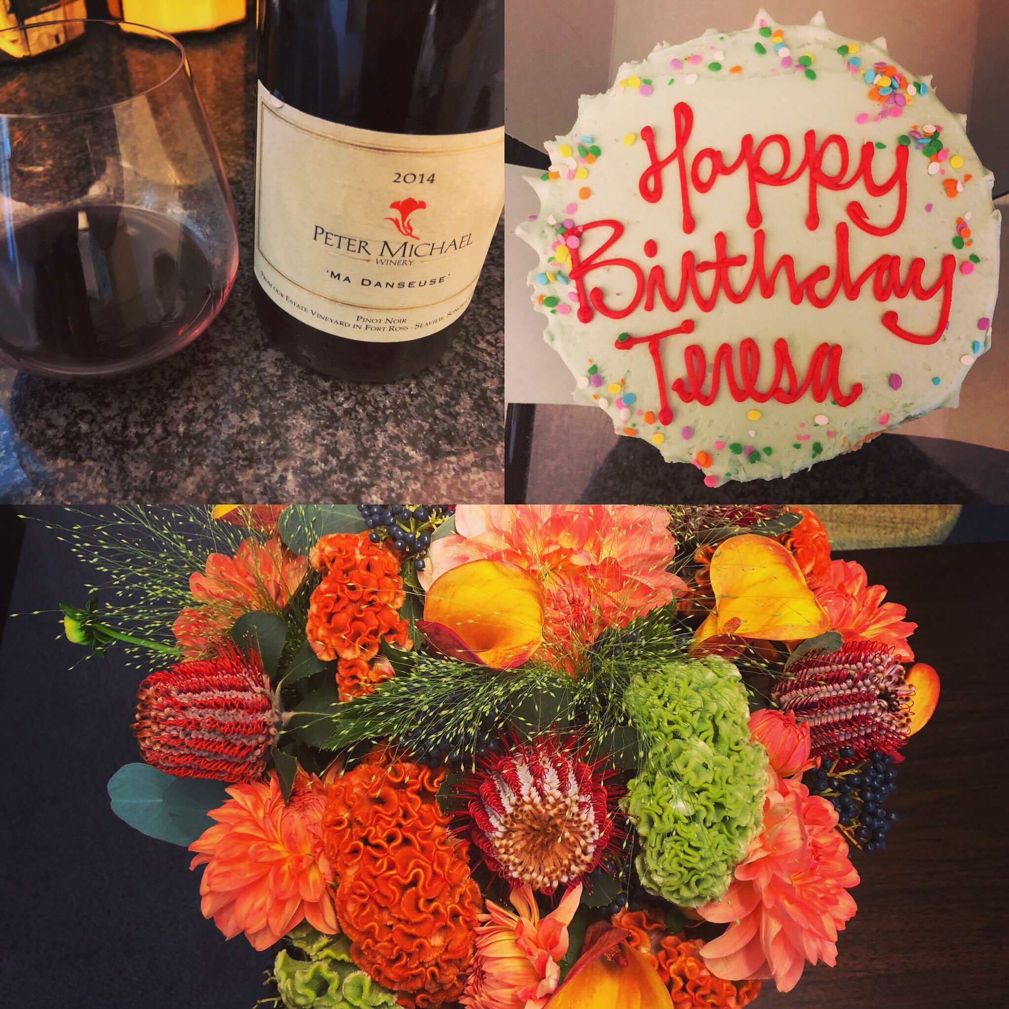 Teresa Dietrich On Twitter Signs Of A Good Birthday Include Wine Birthdaycake And Flowers