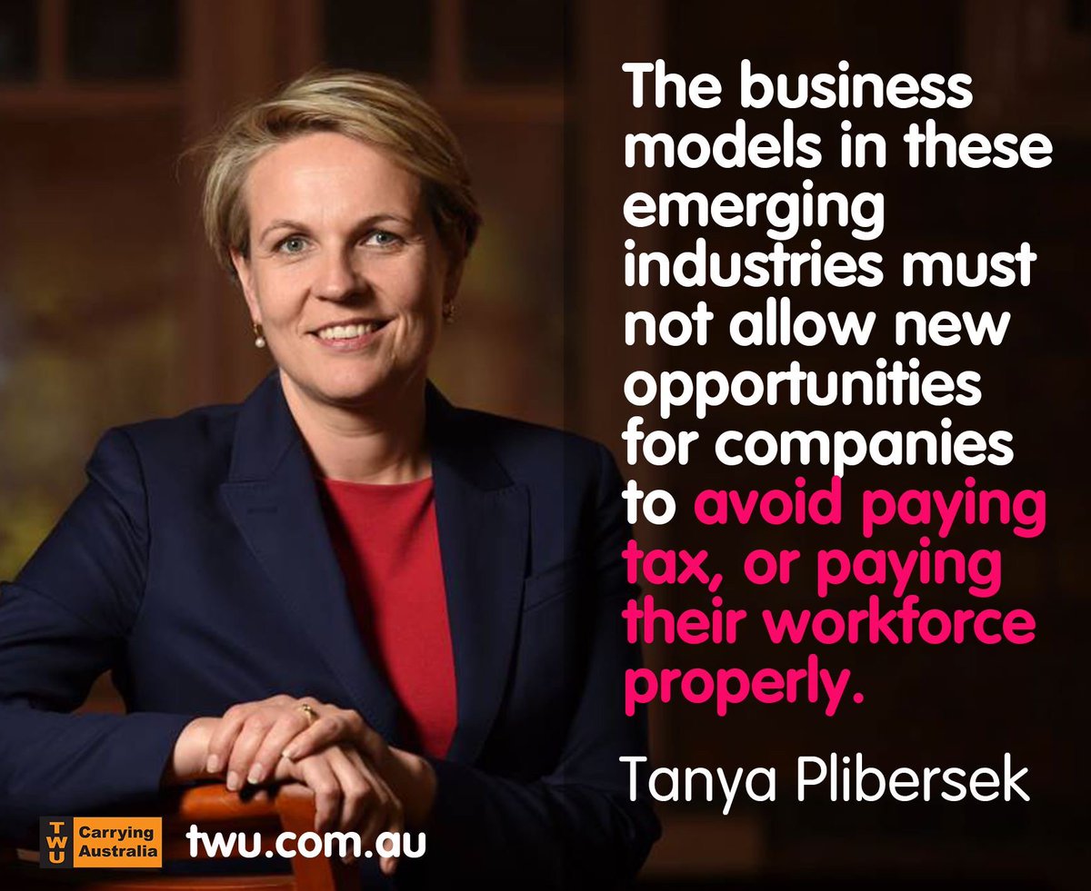 TWUAus's tweet photo. Food delivery companies can’t be allowed to game the system to avoid giving their workers fair pay and conditions, or pay their fair share of tax. @tanya_plibersek is dead right. #rights4riders #ausunions #auspol https://t.co/FCXz0NiNyV