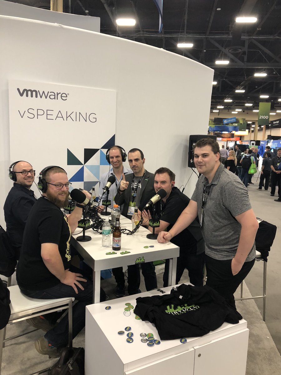 MichaelCade1's tweet photo. The #vMafia Aussie crew speaking to the @virtspeaking podcast today about their hackathon win at this years #VMworld @tpcarman I hear was the brains behind it. https://t.co/OBVT6tDcET