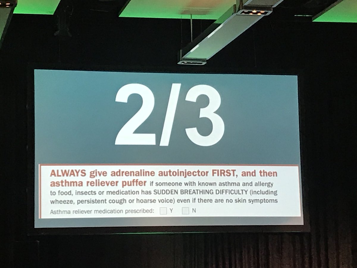 Emergencyfellow's tweet image. #dftb18 sudden difficulty breathing in asthmatic w food allergies? Give adrenaline even if no skin sx!