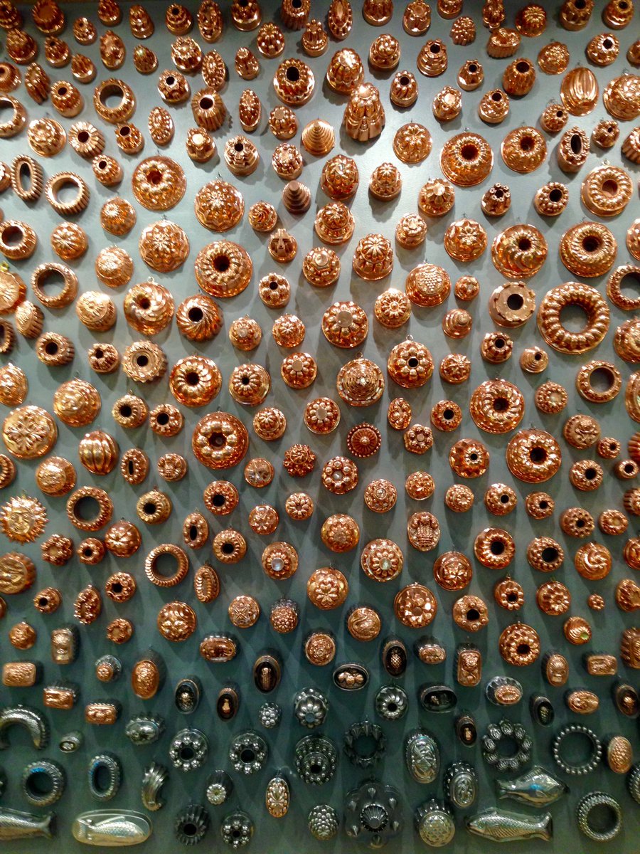 omnivorebooks's tweet photo. Preview of the Chuck Williams collection at the CIA Copia. This is just the jelly mould wall. https://t.co/ZTmIPjfATT
