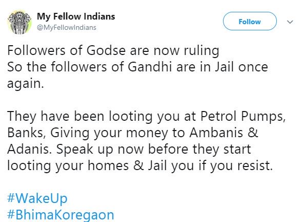 BreakingMyths's tweet photo. Gandhi sirf note pe
Godse Gov't ke hont pe! #ModiVsActivists #NoMoreFakeCharges #RepealUAPA https://t.co/1G5vPRpR9x