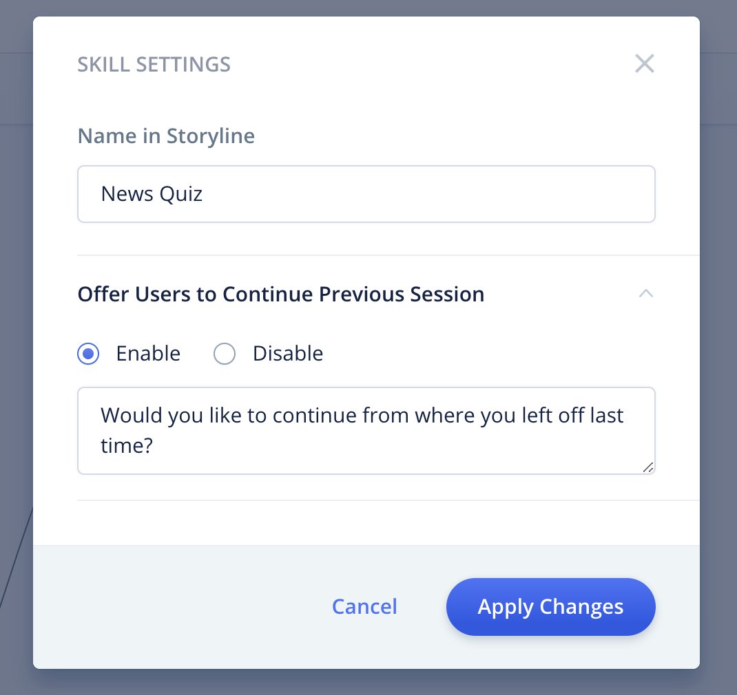 invocablehq's tweet image. Feature update: now your skill users will be able to start from the place where they&apos;ve left off last time 🎉

Just click on the gear icon in the project&apos;s header and turn on the &quot;Offer Users to Continue Previous Session&quot; setting.

That simple :)