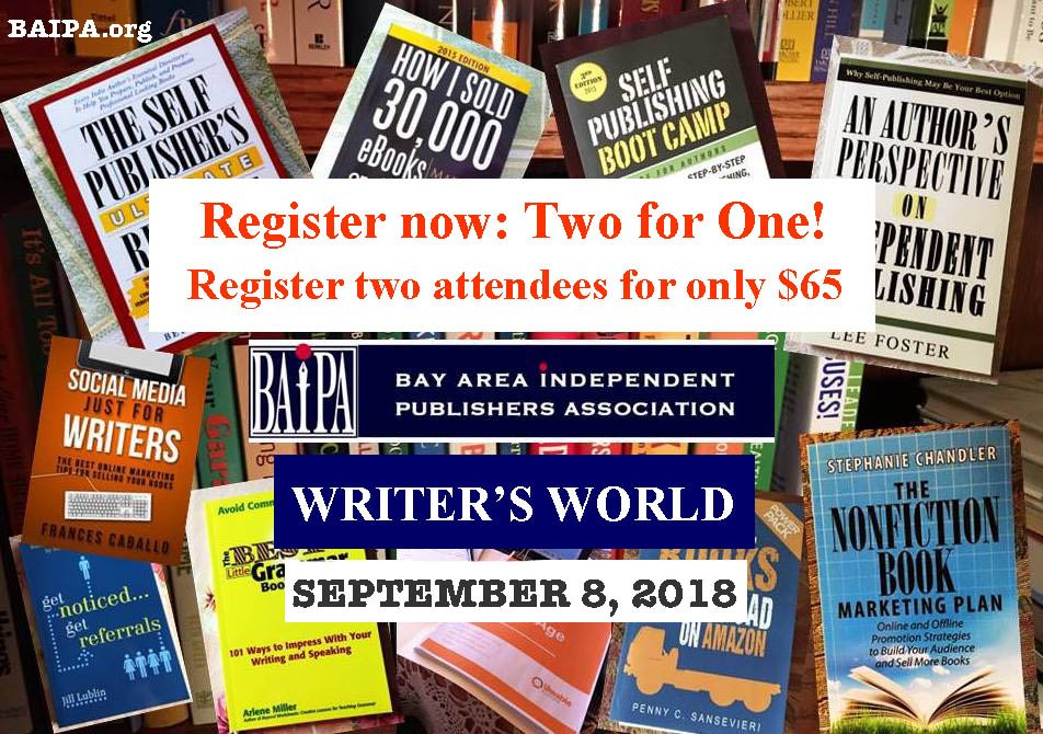 Attention authors:
Two for One Registration for Writer's World!
Do you know an author who would enjoy and benefit from attending Writer's World 2018? Invite them to join you and purchase tickets today for only $65! See you there!
baipa.org/ee-events/writ…
#Independentbooks