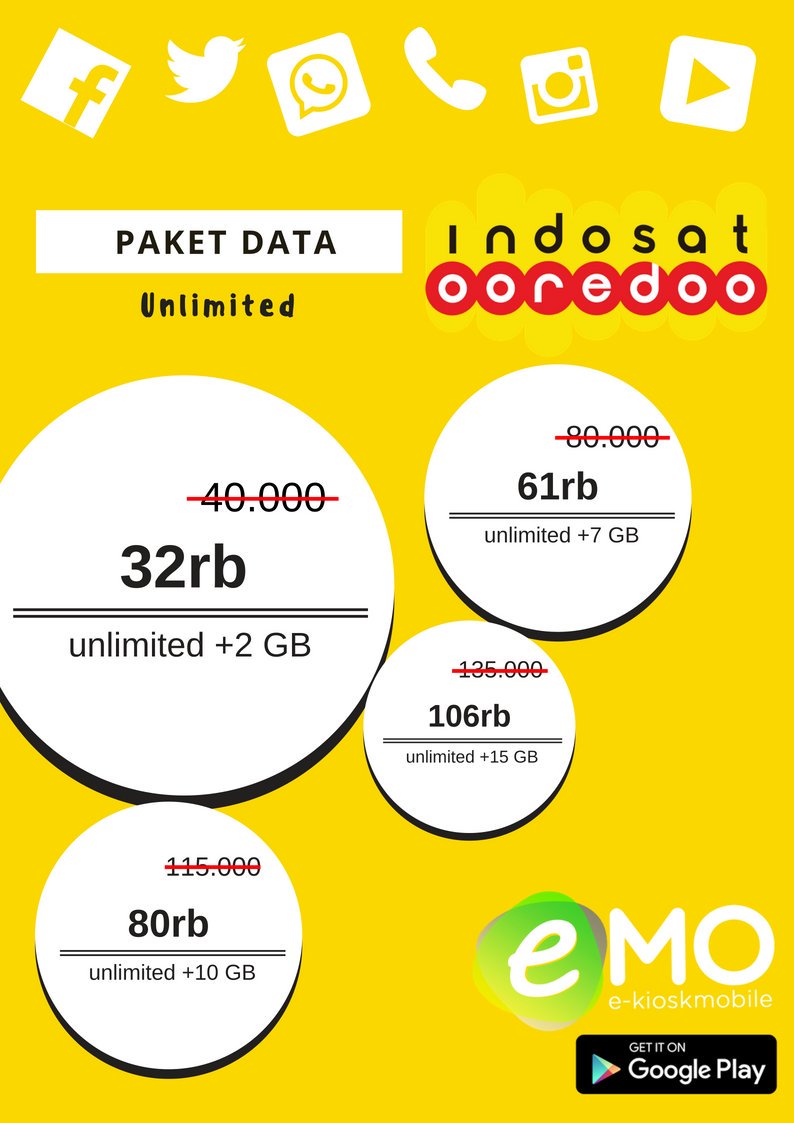 emokiosku's tweet image. Paket data UNLIMITED Indosat Ooredo termurah hanya di EMO E-kiosk Mobile. Buktiin sendiri, download EMO (free) di playstore, registrasi dan masukkin kode referal DM007 untuk dapetin promo paket unlimited ini!

#indosat #pulsaindosat #paketunlimited #internetmurah #promopaketdata