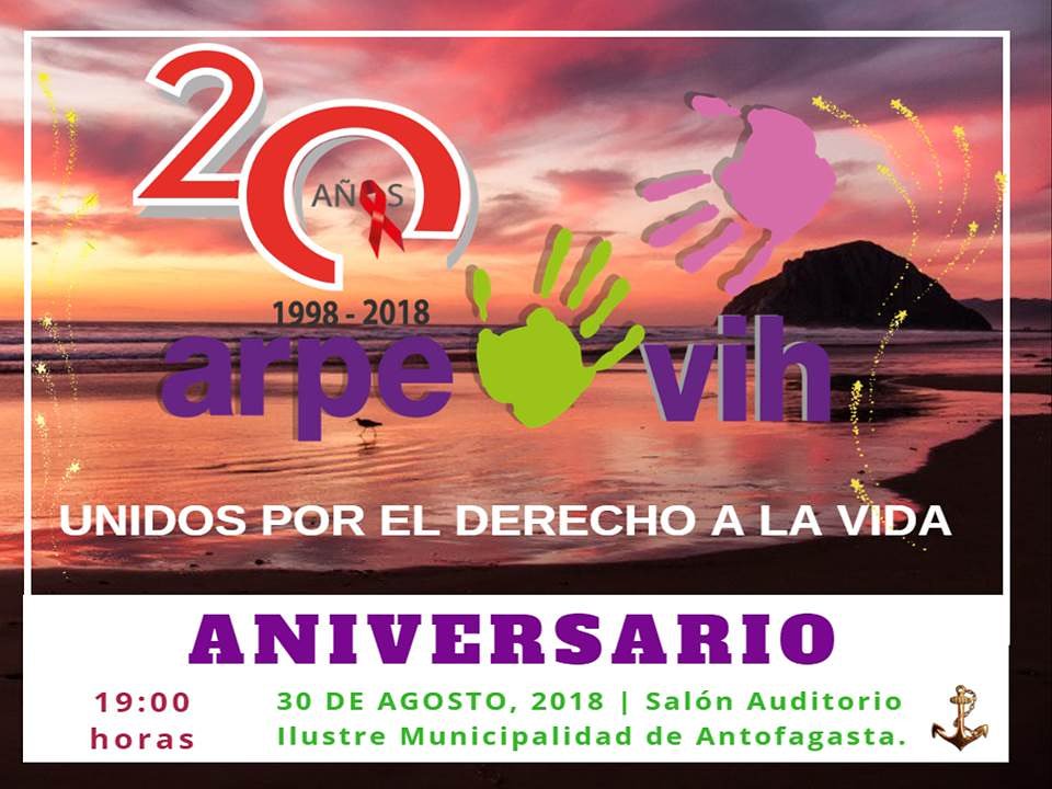 ARPEVIH's tweet photo. ¡UNIDOS POR EL DERECHO A LA VIDA!
Te invitamos a celebrar nuestro vigésimo aniversario. 
Jueves 30 de agosto, 19:00 horas.
Salón Auditorio de la Ilustre Municipalidad de Antofagasta. 
Te esperamos!!!!
🤹‍♂️🤹‍♀️🎉🤗🎗 https://t.co/3Tmftk2KDv