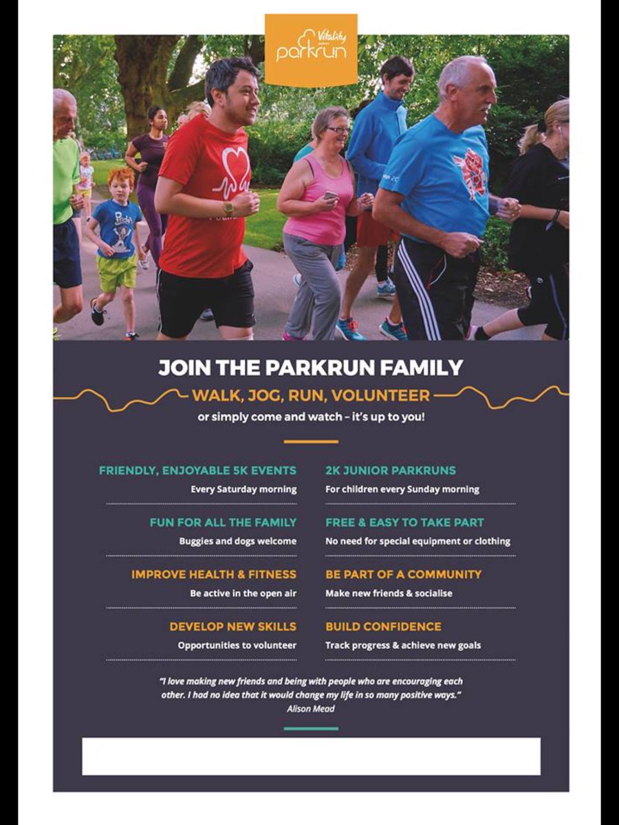 What is free, timed and fun? #parkrun of course. Every Saturday at 9am