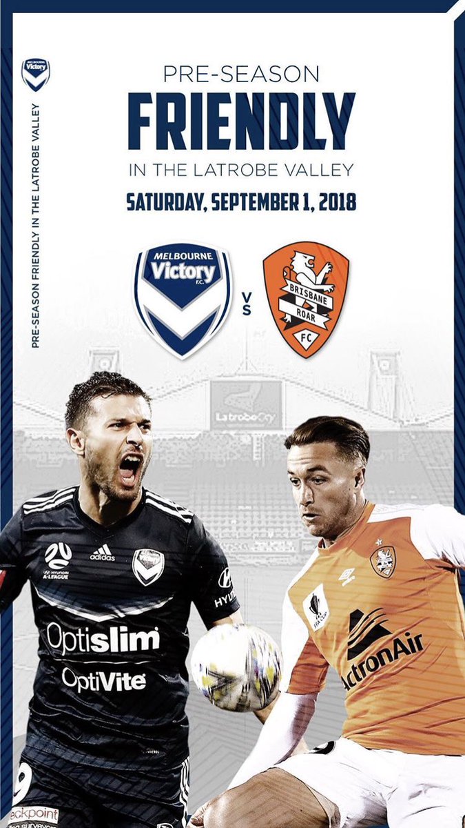 Don’t forget the @ALeague champions <a href="/gomvfc/">Melbourne Victory</a> are playing a friendly in Morwell this Saturday against <a href="/brisbaneroar/">Brisbane Roar FC</a>, with kick off at 2:30pm.
#MVCvBRI #aleague
