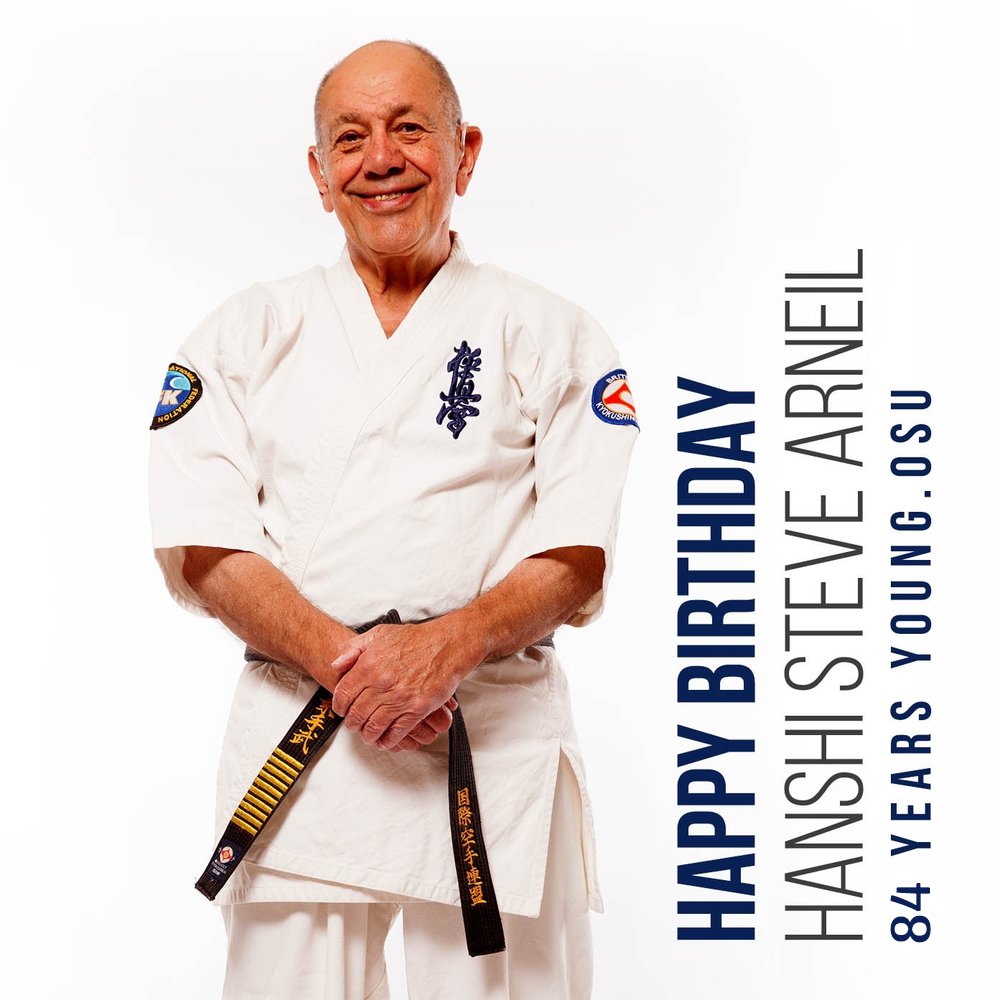 KWUnion's tweet photo. Dear Hanshi Steve Arneil, Please, accept our most sincere congratulations on your birthday on behalf of our all KWU organization. We would like to wish you stay as strong as you always were, full of energy and Kyokushin spirit. We wish you a long and happy life! OSU! #kwunion https://t.co/QGrQJX4zId