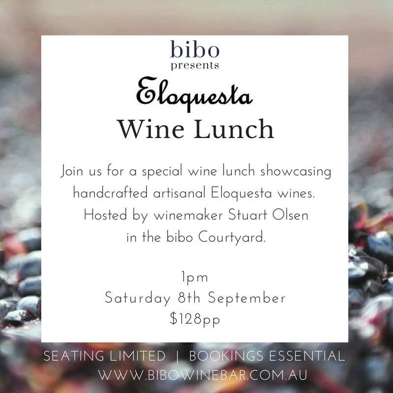 EloquestaWines's tweet photo. Last chance to save your seat for my wine lunch at bibo next Saturday 8 September. Book your tickets online: #wine #vino #winemaker #doublebay #winemaker #winedinner https://t.co/GbO4ps0GYO https://t.co/GYKgIVi9X0