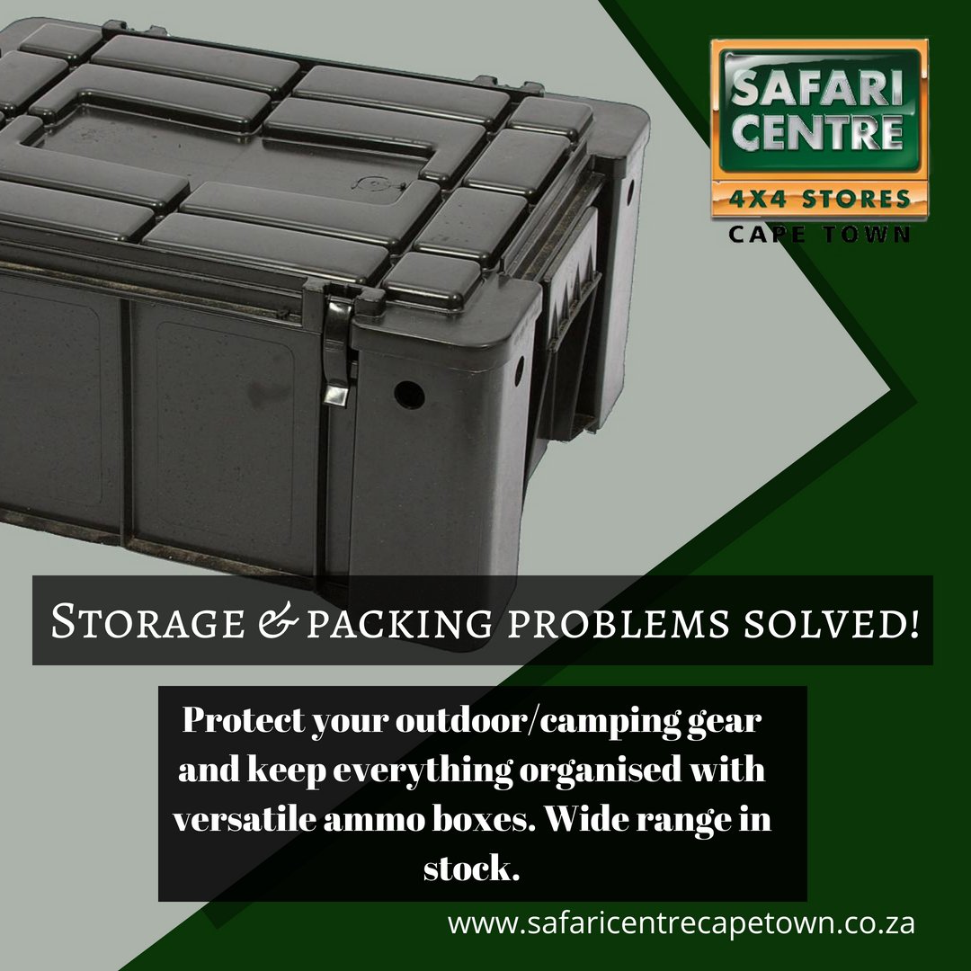 Ammo boxes are always a must have for every outdoor enthusiast. Helps to keep your smaller outdoor/camping items safe and secure. Why would you go anywhere without them!

Wide range in store now!

#ammoboxes #storagecontainers #safaricentrecpt #smartpacking #outdoorhacks