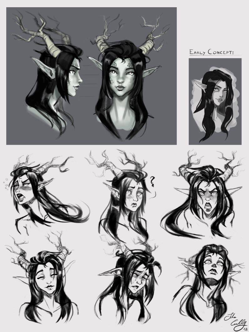 I'm working on a new OC, inspired by D&D universe. Here face study and some expressions exploration.

#characterdesign #conceptart #dungeonsanddragons 