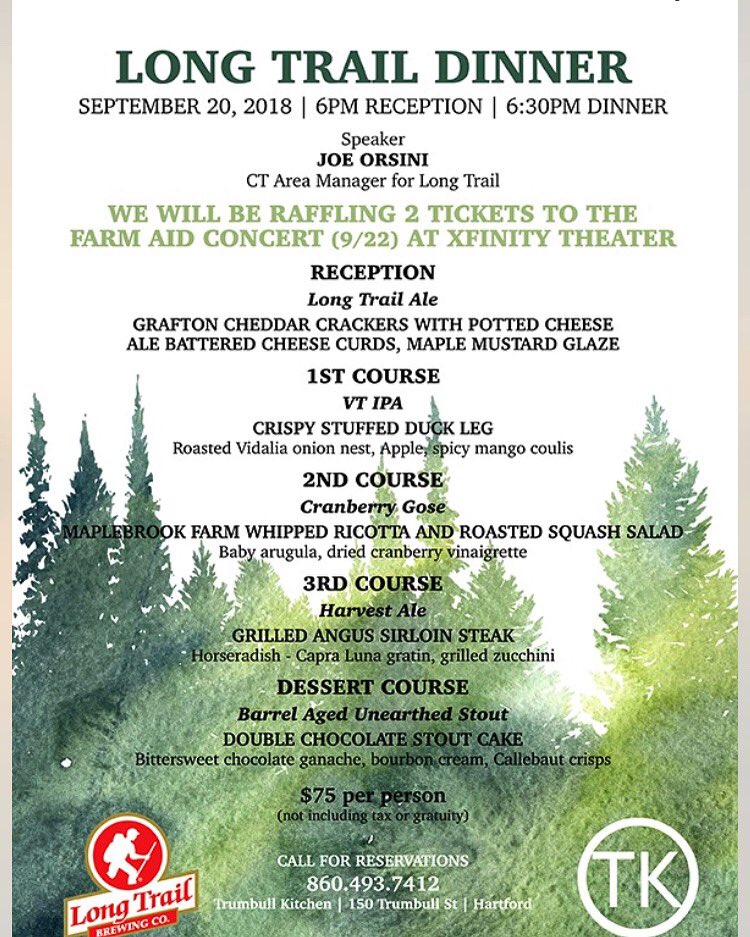 Reserve Now! @LongTrailBeer <a href="/Trumbullkitchen/">Trumbull Kitchen</a> #beerdinner
