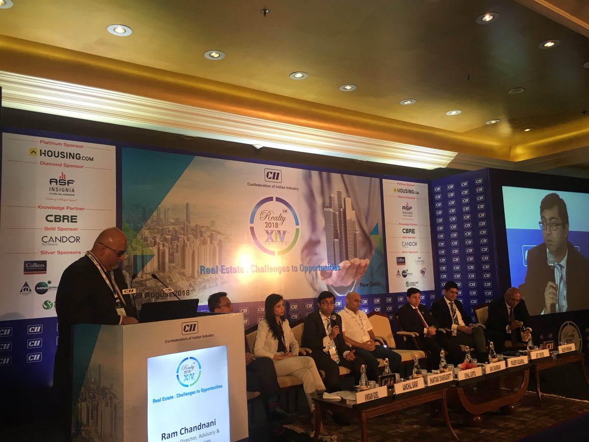 CBRE_India's tweet photo. Here’s a view of our entire panel #CBRExCII #Realty2018 with @ramchandnani72, Amit Grover @DLF_India , Shantanu Chakraborty, Brookfield, Pradeep Aggarwal @SignatureGloba1,Rajesh Krishnan, Brick Eagle, Vishal Gupta @Ashiana_Housing , Aanchal Saraf, ASF & Vikram Goel @Quikr_realty https://t.co/oXYHT6punA