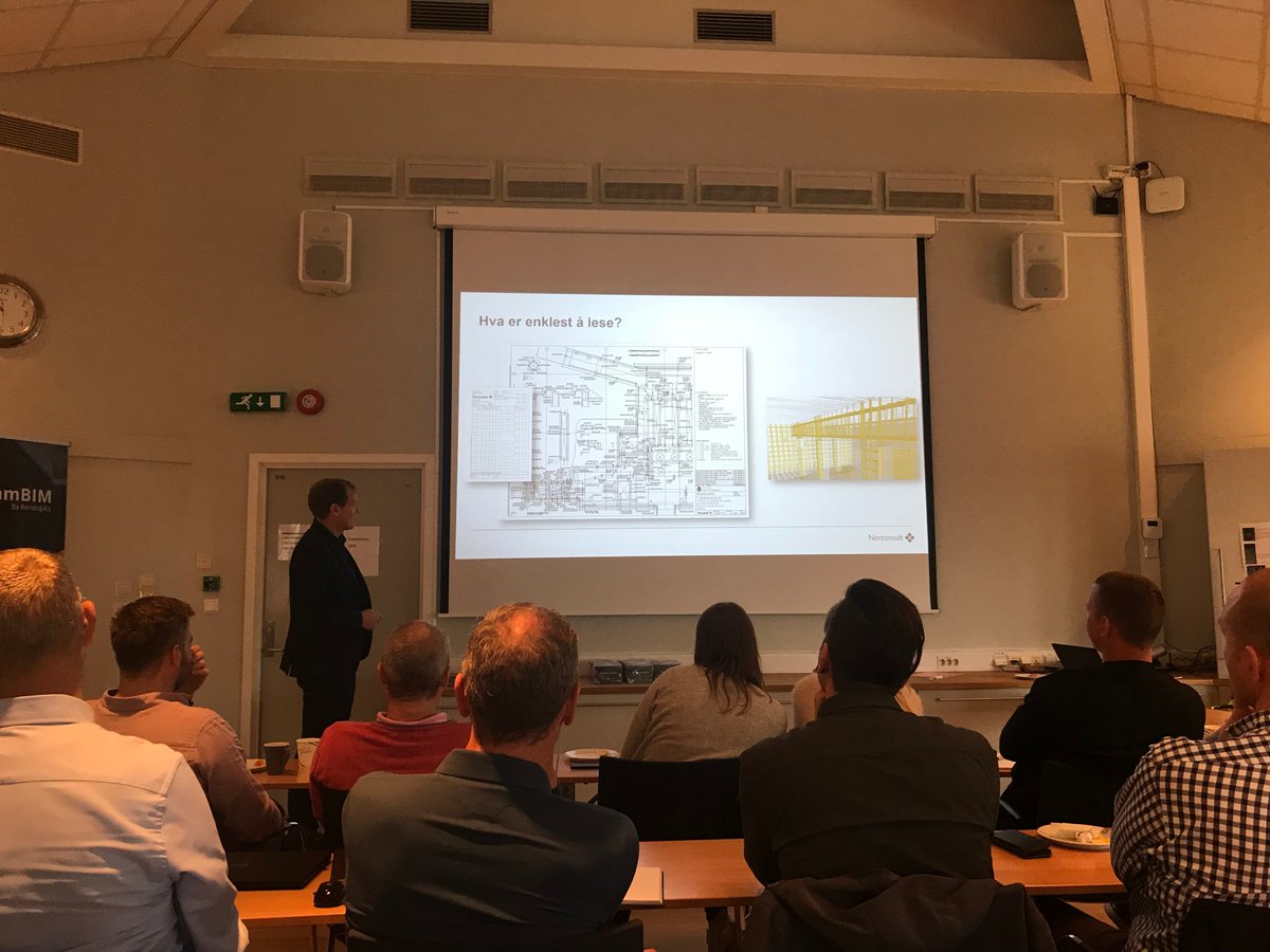 A drawing or a BIM model ? They contain similar information, but what is the most intuitive and easy to understand, head of BIM in Norconsult Torkil Kind Håheim asked the audience. From our joint BIM Breakfast meeting together with  @Norconsult in Bergen
