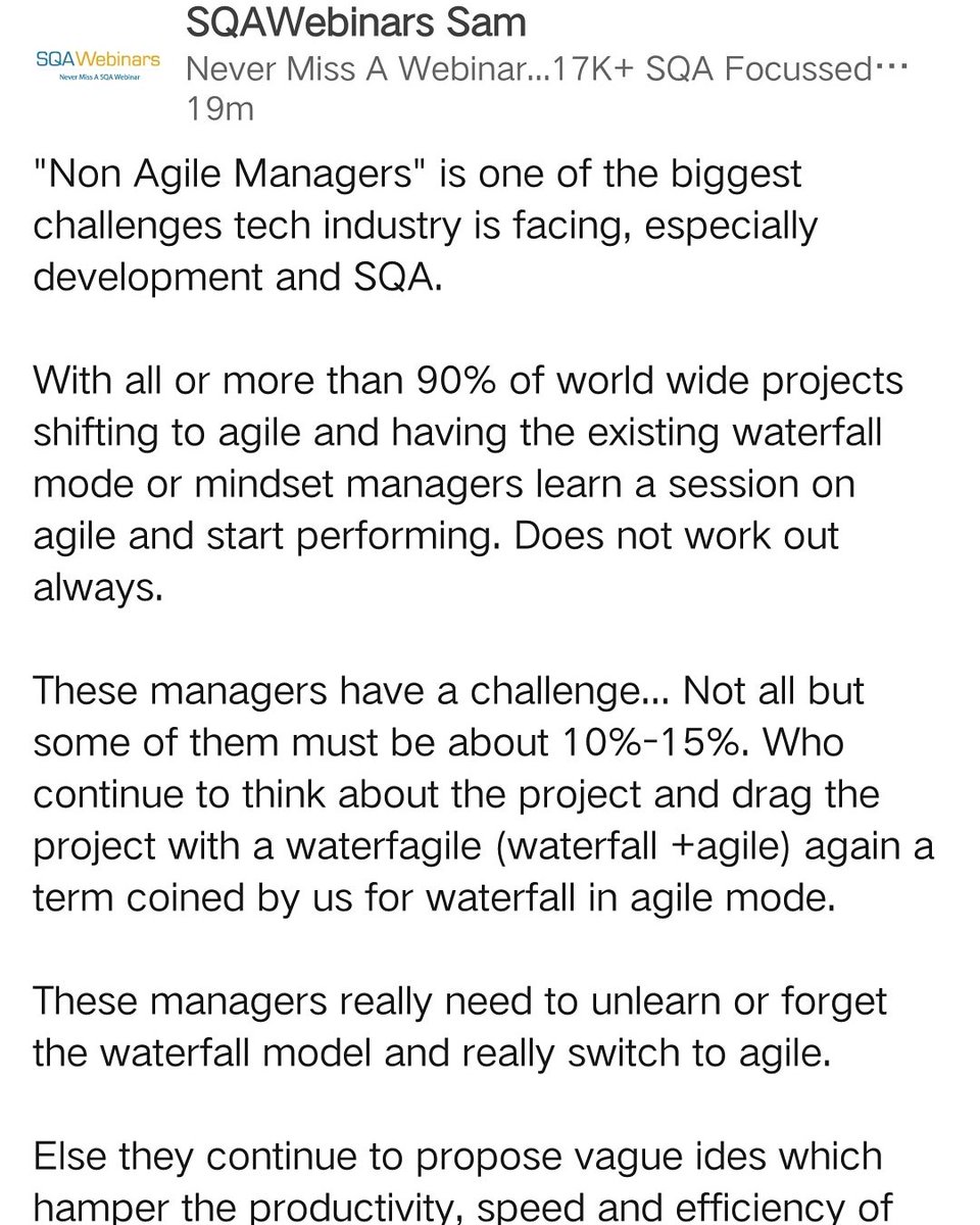 sqawebinars's tweet image. Non agile managers as we call then waterfagile... Waterfall+agile =waterfagile    #lifecycle #testinglifecycle #waterfall #sqawebinars