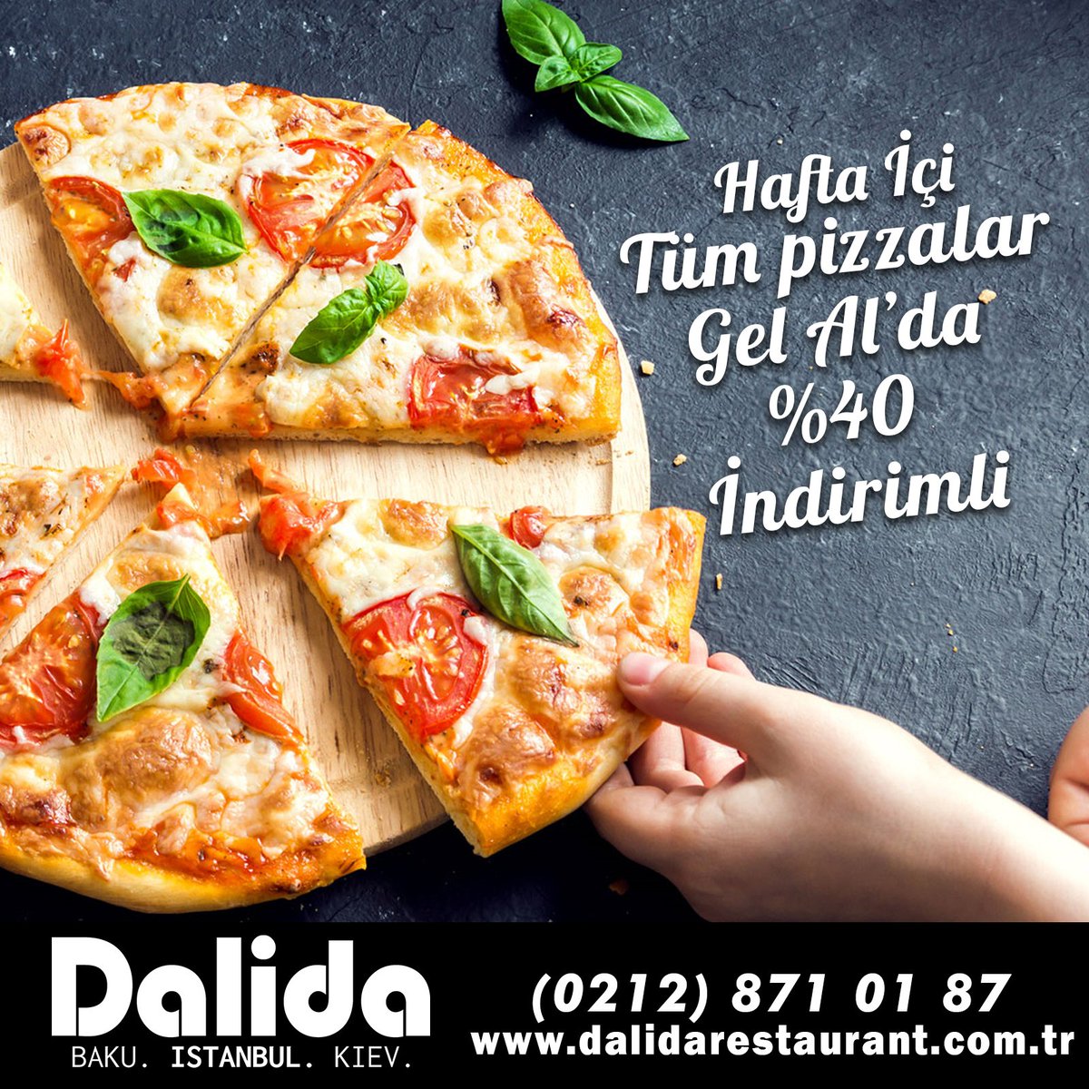 dalidaistanbul's tweet photo. Evde pizza keyfi için. Hafta İçi 11:00-23:00 arası GEL-AL'da tüm pizzalar %40 İndirimli #beylikdüzü #dalidarestaurant #nefis #indirimli #lezzet #pizza Kampanya Ayrıntıları için: https://t.co/pvaEgCtYC7 https://t.co/GuKwXv9wFC