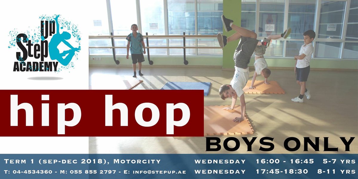 StepUpAcademy's tweet image. **Boys only Hip Hop**
Boys are welcome at the majority of our classes but we're now offering BOYS ONLY HIP HOP on a Weds in MotorCity. We also offer Karate, Bujutsu and BODA drama. 
#boyscandance #boysdanceclasses #hiphop #danceclassesdubai #karate #drama #dubaidanceacademy