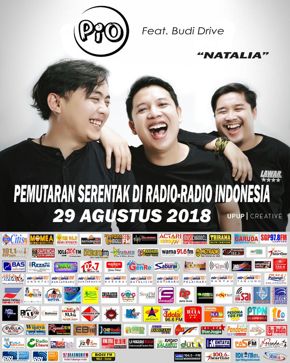 DEBEST PARAMUDA Pemutaran Serentak Single Natalia - Pio Feat Budi Drive 

Instagram PIO : <a href="/pioofficial1/">Pioofficial</a> 

@pio_band
<a href="/upupcreative/">Julie Green</a>
MD <a href="/ARMANDARDIAN/">ARMAND ARDIAN</a>