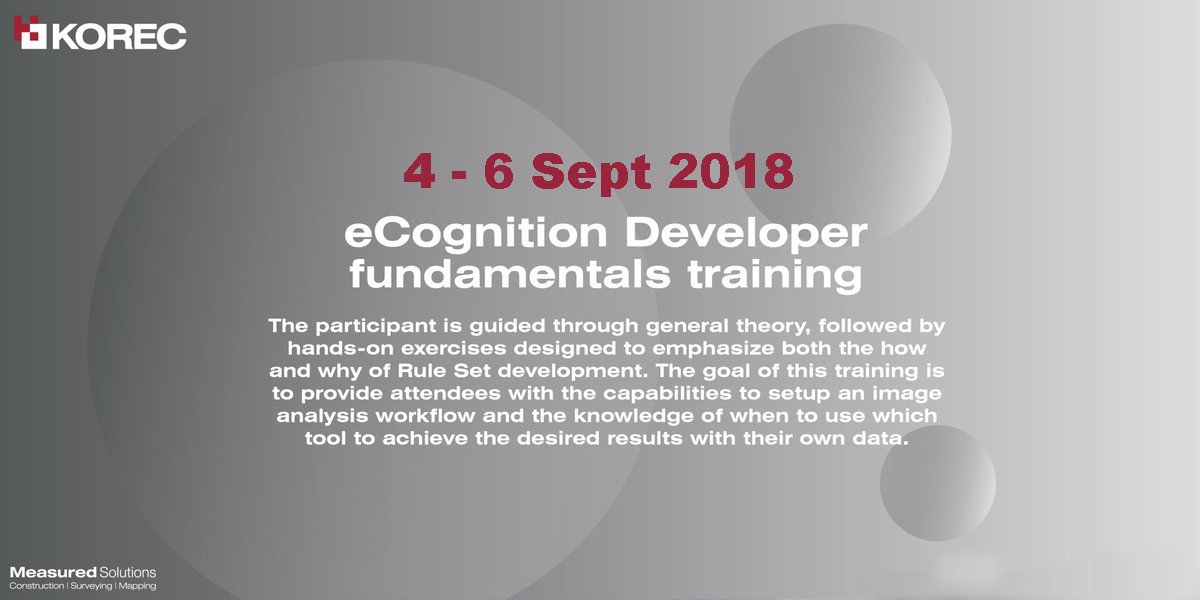 KORECGroup's tweet image. eCognition training course 4th - 6th September! Click on the link for more information and book your spot today! Limited spaces left: bit.ly/eCogtraining  #Trimble #eCognition #GIS #OBIA