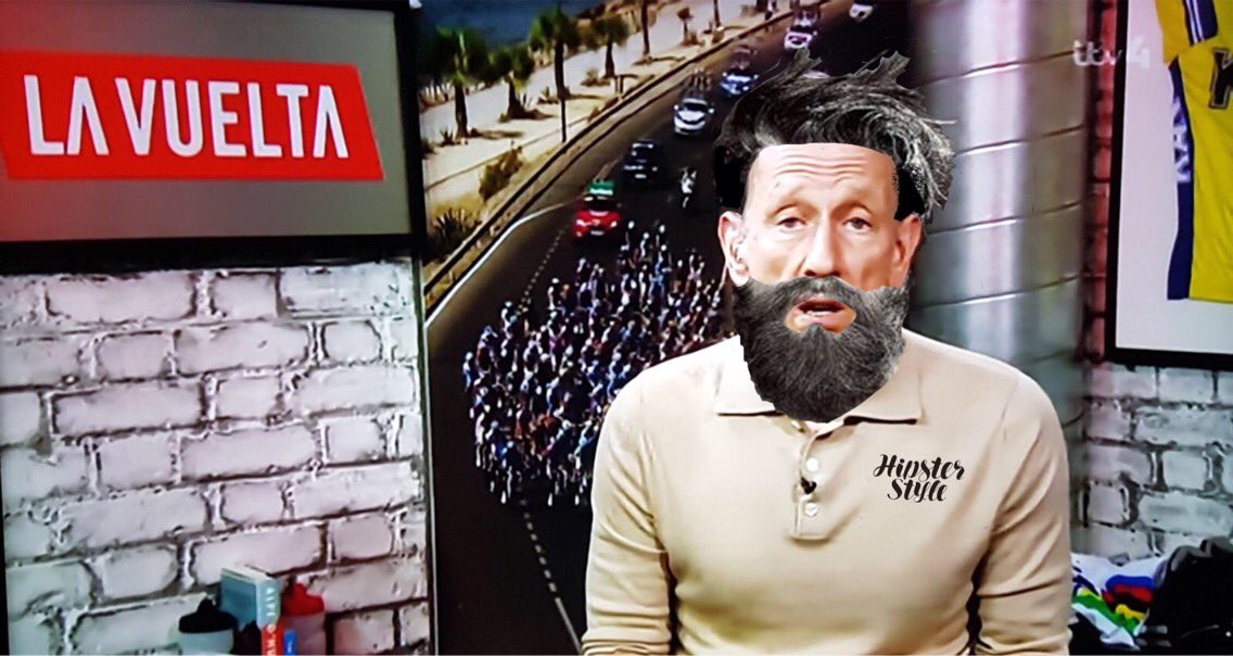 SteveBeatnik's tweet photo. @ImlachHair
People often ask Gary what is the secret of his youthful looks.
Gary says it’s keeping up with youth culture.
This week he is mostly being a Hipster.
Next week Gary does Grime.
#pelotonofjoy
#ITV4
#itvcycling
#cycling
#GaryImlach
#millarmind
#GeraintsGlasses https://t.co/kSCset4v0G