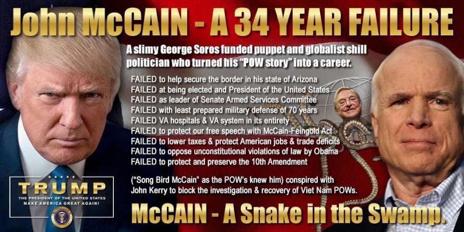 TapperRon's tweet photo. @RidgeGlobal @NewDay #JohnMcCain betrayed voters for 30 years
Lied about #BuildTheWall
He was a Leftist, just controlled opposition
-
#MAGA #Trump #DonaldTrump #ccot #NRA #p2 #tcot #FoxNews #MSNBC #BachelorInParadise #BB20 #DrunkNotesToSelf #CBB #CrazyRichAsians #CMAawards #LouisCK #USOpen #UT22 https://t.co/vCw7a55IFz
