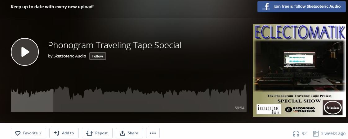 RTM_Mag's tweet photo. Have a look at the Phonogram Traveling Tape Project broadcast on @FrissionRadio by #SketsotericAudio. The idea came from the mind of #OswaldoMartinez from Florida, USA, and consisted of 6 cassette tapes travelling and being recorded around the world!
Enjoy
https://t.co/eO3xofghes https://t.co/HikLLCORtq