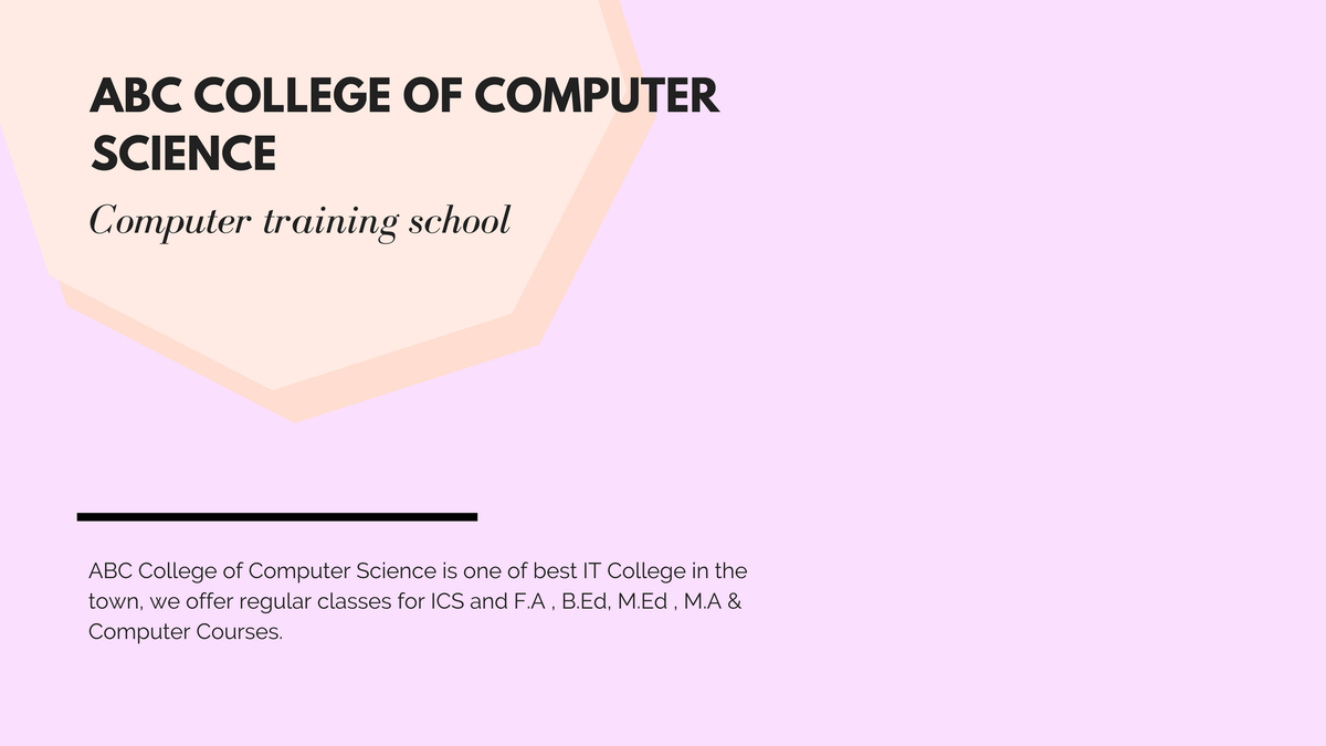 itgenius786's tweet image. ABC COLLEGE OF COMPUTER SCIENCE provides Short Courses for Students or for Ladies #COMPUTERPROGRAMING #WEBDESIGNING #COMPUTERHARDWARE #MOBILE REPAIRING #GRAPHICDESIGNING
for more details, you can Call 0343 0301001