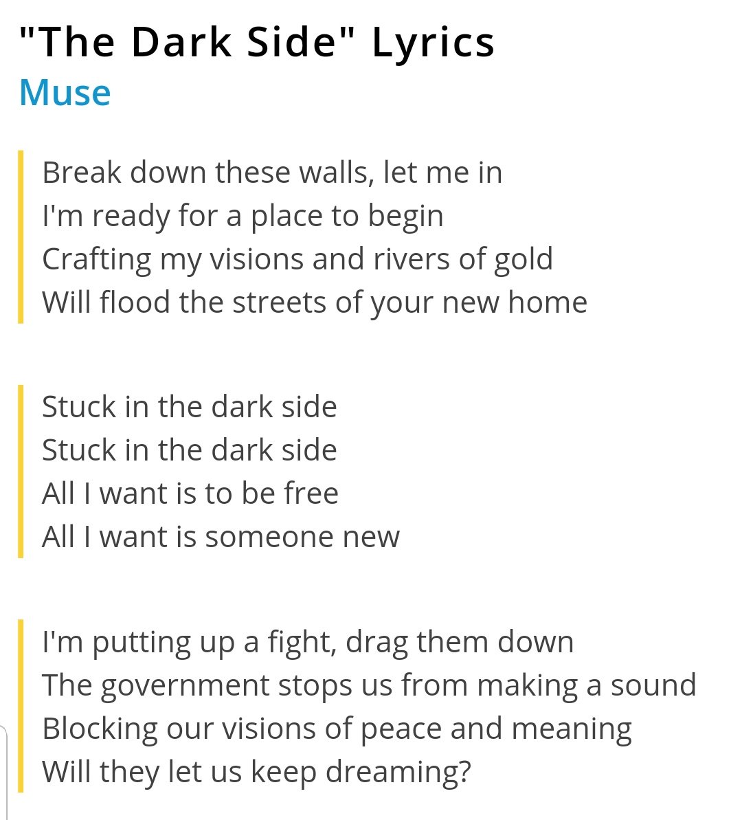 On The Dark Side Lyrics - LyricsWalls