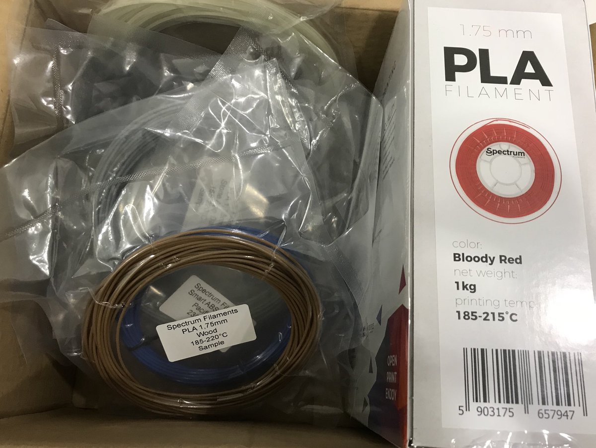 innovaland3d's tweet photo. Today we have a surprise package of #spectrumfilaments with some samples of #filaments, thank you very much! Soon review on our Youtube channel. https://t.co/CnOnWilJQB