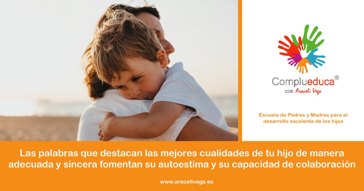 complueduca's tweet photo. Las palabras que destacan las mejores cualidades de tu hijo de manera adecuada y sincera fomentan su autoestima y su capacidad de colaboración
Taller gratuito online “Cómo relacionarme con mi hijo con firmeza afectuosa”. https://t.co/CwxW6qOfsS
#complueduca #amormama #amorpapa https://t.co/xPDQZEUDi1