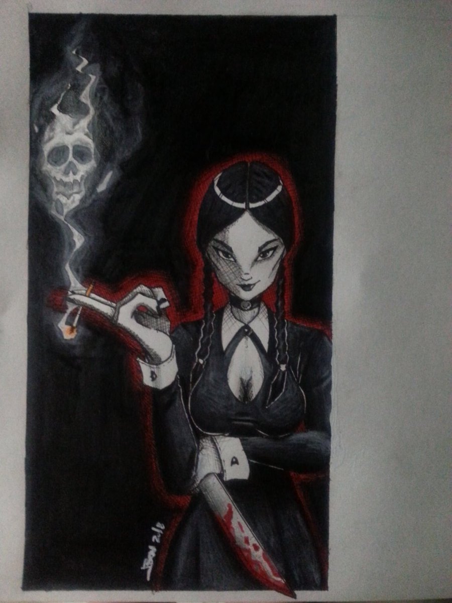 #WednesdayAddams "All Grown Up" #sketch. #TheAddamsFamily #television #TV #film #movie #movies #art #artwork #sketchbook #sketching #drawing #mixedmedia #mixedmediaart #artistsontwitter
