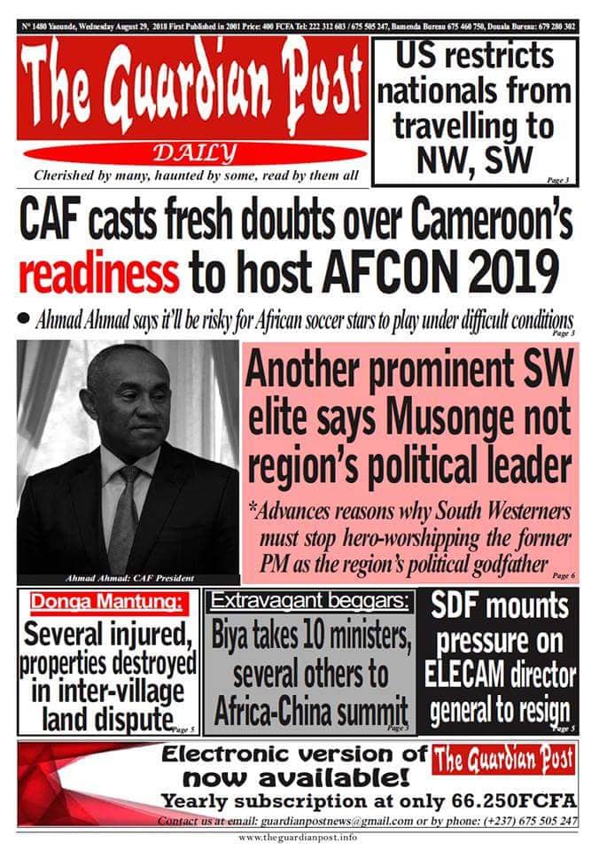 apeterbruce's tweet photo. @AsongDr @PR_Paul_BIYA @canal2inter As people die of hunger, good-4-nothing @Pr_Paul_Biya 86, who just returned from lavish holidays in #EU wt fam. clouded by bodyguards, is again on his #LiesTelling mission 2 #China.
FACTS; CAF Presi. cast doubts abt a contemporary #AFCON2019 &amp; #Genocide, @UNPeacekeeping speak out https://t.co/9Iqp7ZU1wf
