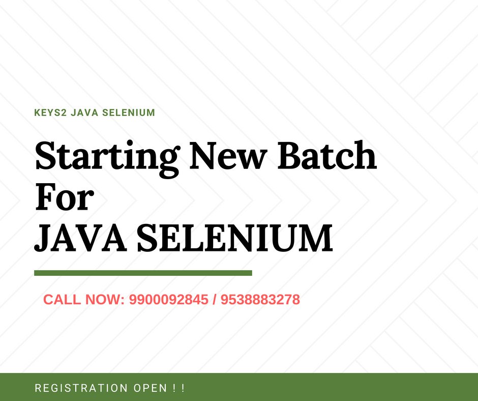 JitendraKeys2's tweet image. #Best_Software_Training
#Best_Java_Training
#Best_Selenium_Training
For demo Call On:+919900092845/+919538883278
Email Us: info@keys2javaselenium.com
Website: keys2javaselenium.com