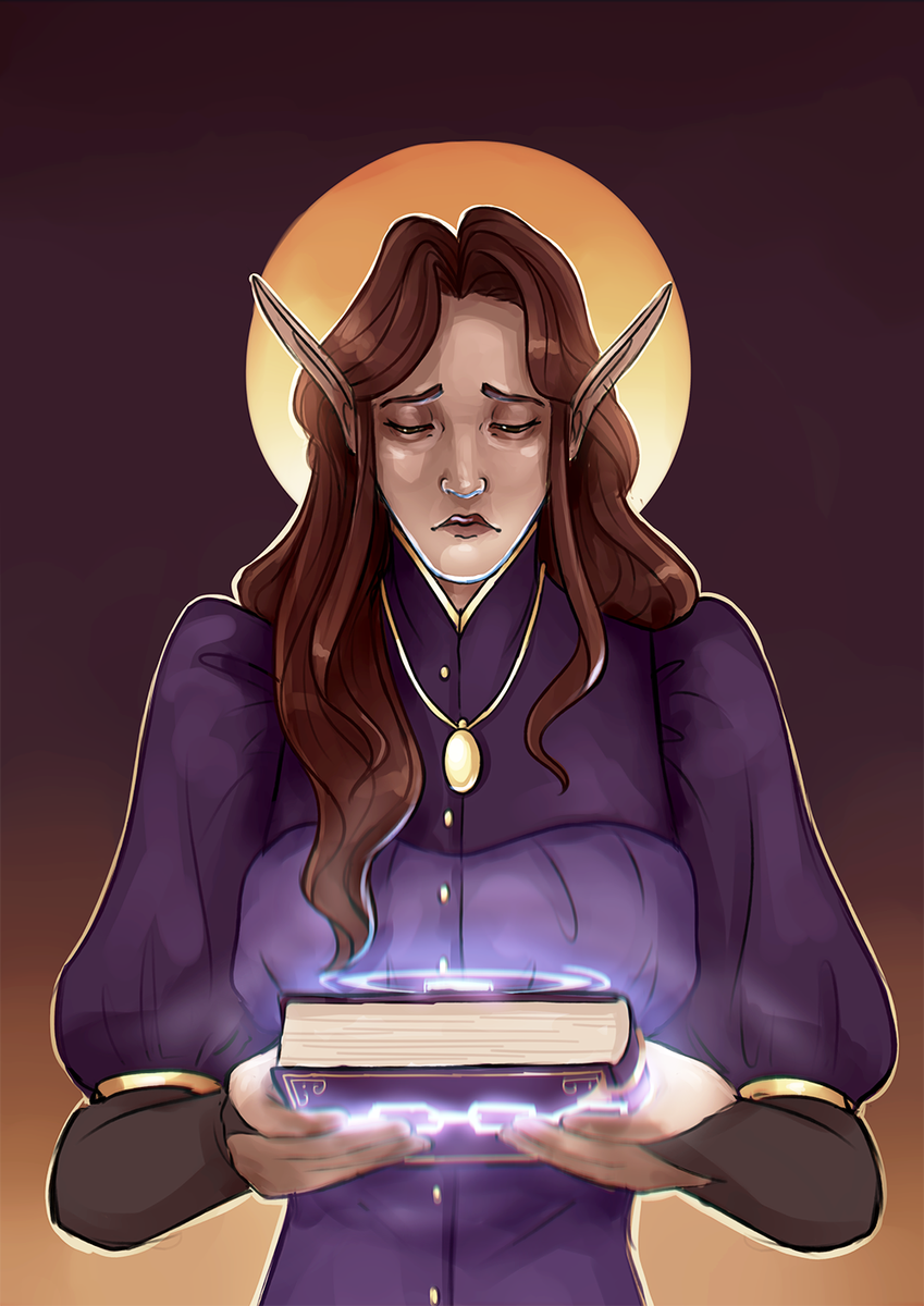 Another #dungeonworld artdump in celebration of tonight's session because if I posted everything I doodle for this separately, I would flood everyone's feed.
Once again featuring my girl Elona and her magister Alcano Mithulian, lots of drama, and magitech ethics debates.
