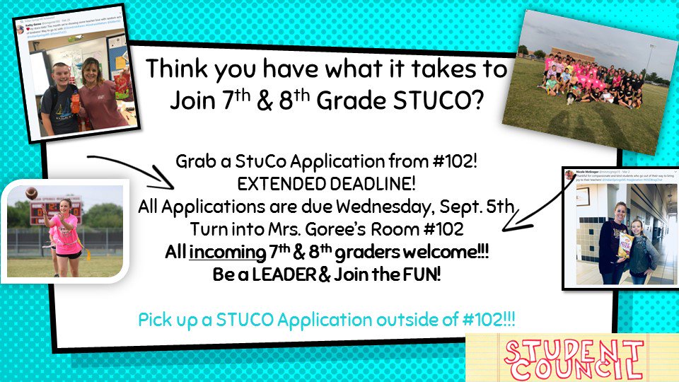 ISMS 7/8 Student Council (@ismsstuco) on Twitter photo We want YOU to join 7/8 StuCo! Come by #102 & grab your application! Deadline extended to Wed., 9/5- Don't miss out on ALL THE FUN! <a href="/IndianSpringsMS/">Indian Springs MS</a> <a href="/mrsgoree102/">Kathy Goree</a> #goteagleflair #joinStuCo #borntolead We want YOU to join 7/8 StuCo! Come by #102 & grab your application! Deadline extended to Wed., 9/5- Don't miss out on ALL THE FUN! <a href="/IndianSpringsMS/">Indian Springs MS</a> <a href="/mrsgoree102/">Kathy Goree</a> #goteagleflair #joinStuCo #borntolead