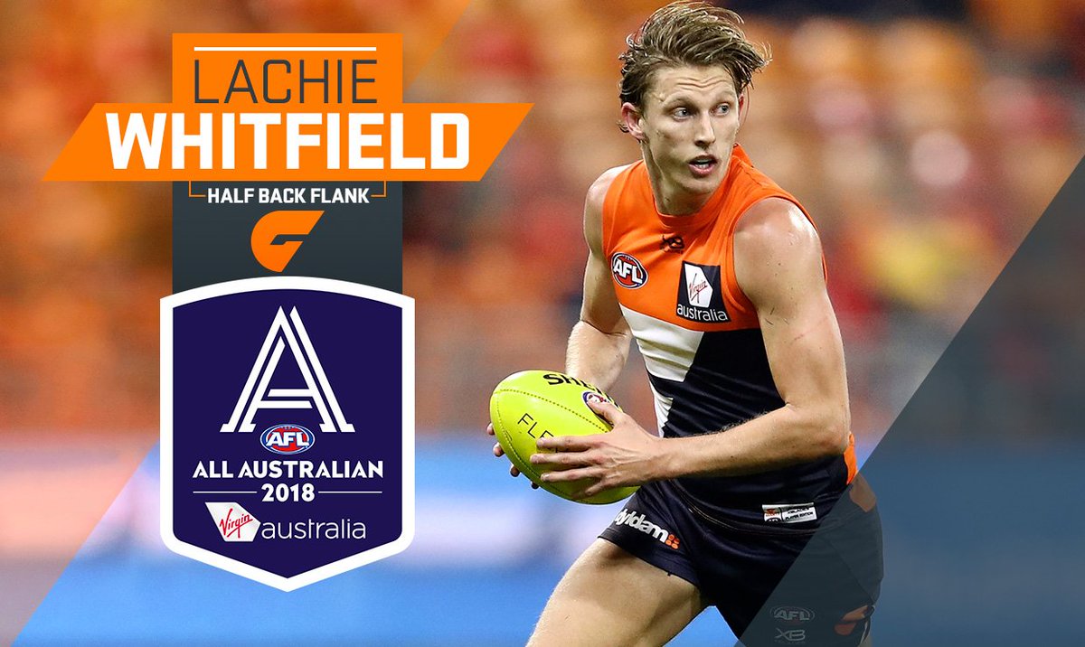 GWSGIANTS's tweet photo. First year in defence, and now an All Australian!

Congratulations, Lachie Whitfield!

#NeverSurrender https://t.co/4ka8pu0RHz